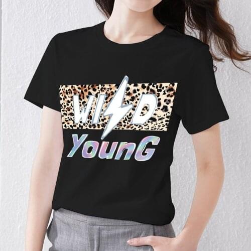 Womens T-shirt Wild Letter Pattern Series T-shirt Office Worker Commuting Comfortable Black Printed O-Neck Short Sleeve Top