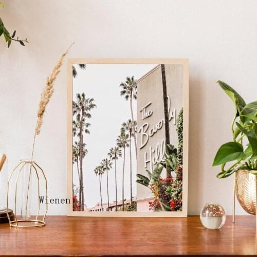 Canvas Painting Beverly Hills Hotel Los Angeles Print Hollywood Glam Decor Retro Poster Wall Art Picture for Interior Home Decor