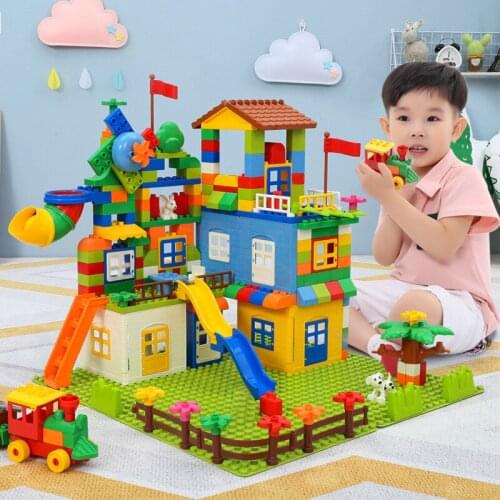 QWZ New Paradise Castle Big Size Building Blocks Construction Block DIY Amusement Park Brick Toys For Children Gifts