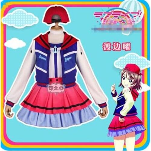 LoveLive!Sunshine Next SPARKLING Over the Anime Cosplay Costume Watanabe You Shirt+Skirt+Coat lovely full sets