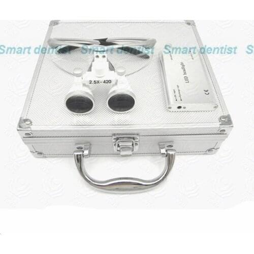 Fast shipment metal case packing 2.5X magnification enlarger lens surgical loupe dentist magnify glasses