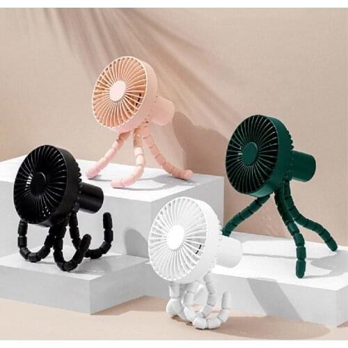 Multifunctional Tripod Fan Mini Portable Stroller Handheld Small Fan USB Charging Octopus Fan 3 Speed Adjustable