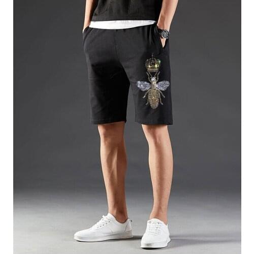 Men Joggers Shorts Mens Rhinestones Short Pants Hot drill Fitness Male Beach Shorts