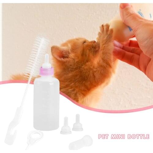 Puppy Kitten Feeding Bottle Set Silicone Pet Supplies Dog Cat Baby Nursing Water Milk Feeder with Cleaning Brush Pacifiers 2021