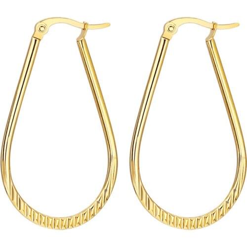 AsJerlya 1pair 2021 New Smooth Round Stainless Steel Hoop Earrings For Women Best Gift Wholesale High Quality Gold Color Jewelry