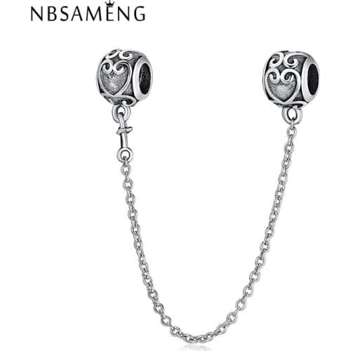New Authentic 925 Sterling Silver Magic Love Safety Chain Charm Beads Fits Original Bracelets Jewelry Gift