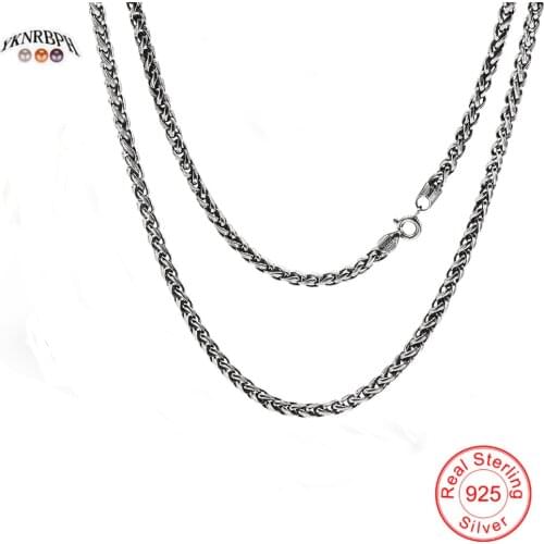 YKNRBPH 925 sterling silver men and women hip hop style retro keel necklace sweater chain jewelry accessories