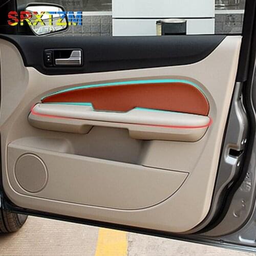 Microfiber Leather Interior Car Door Handle Armrest Panel Covers Protective Trim For Ford Focus 2005 2006 2007 2008