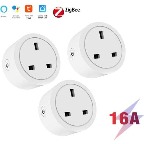 Zigbee Tuya Mini UK Plug Surge Protector 16A Energy Monitor Timing Function Smart Life APP Remote Control With Alexa Google Home