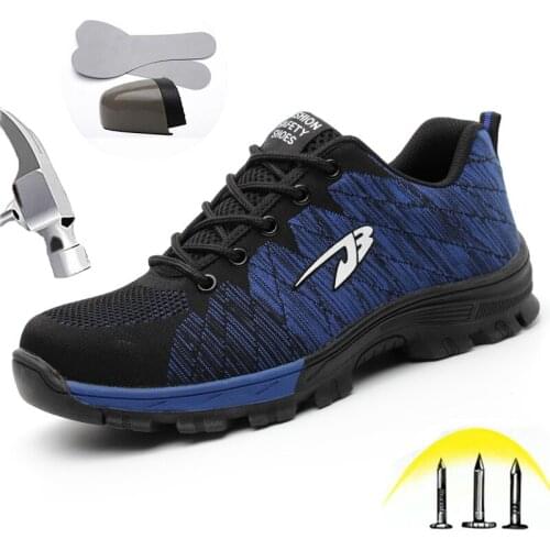 Work Steel Toe Shoes Safety Shoes for Men and Women Breathable Mesh Lightweight Soft Puncture Proof Boots Shoes Plus size 35-48