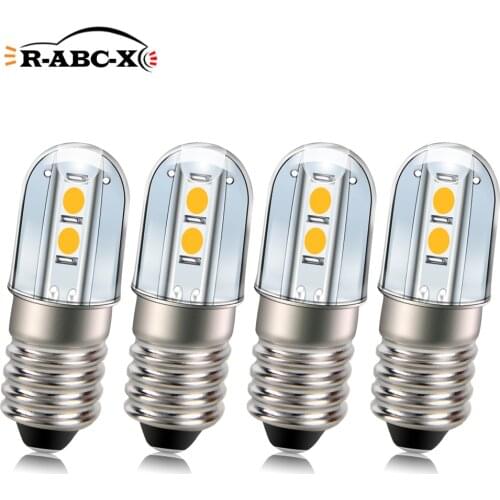 RUIANDSION 4Pcs 100Lm 24V 120V E10 Screw Thread LED Bulb Machine Tool Lighting Equipment Indicator Lamp 3030SMD 6000K 4300K