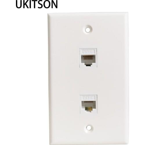 2 Ports CAT6 RJ45 US Wall Plate Female Lan Plug For Internet Patch Cord North America Network Socket