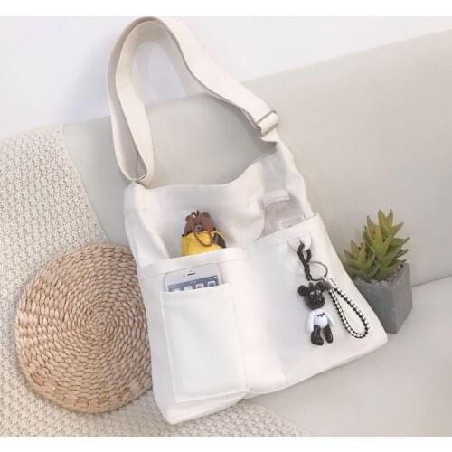 Canvas Diagonal Cross Bag Youth Fashion Casual Version Ladies Large Capacity Shoulder Bag Solid Color Women Messenger Bags