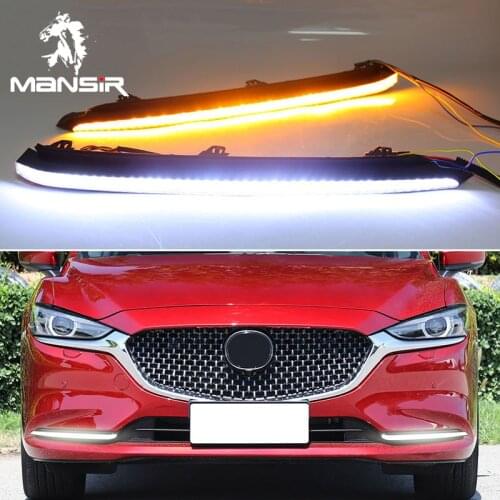 LED Daytime Running Light For Mazda 6 2020 2021 Yellow Turn Signal Night Blue 12V Auto Car Headlight DRL Fog Lamp Daylights