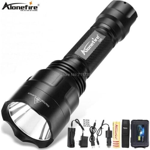 ALONEFIR high power C8 XML-T6 led flashlight T6 Upqrade Night Hiking Camping Fishing Rechargeable Waterproof floodlight