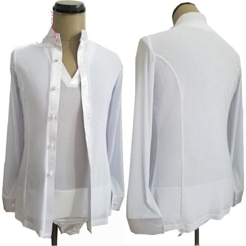 New Professional Latin Dance Competition Tops Men Mesh Vest Jumpsuit + Jacket Tango Salsa Cha Cha Performance Costumes DNV13506