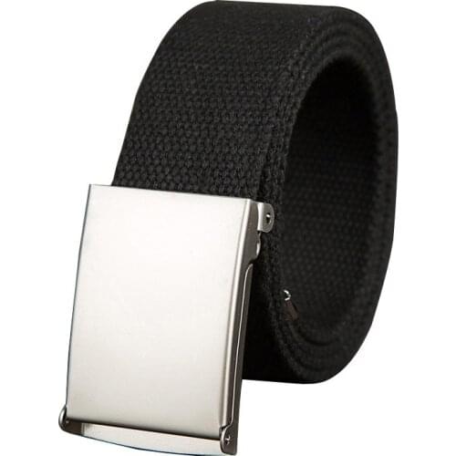 Fashion Men Women General Belts Canvas Unisex Candy Color Belt Solid Buckle Military Belts For Jeans Cowboy Pants 110--140cm