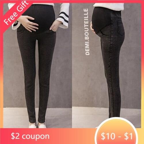 Skinny Denim Jeans Maternity Pencil Pants For Pregnant Women Clothes Slim High Elastic Stretch Lady Trousers Pregnancy Jeans