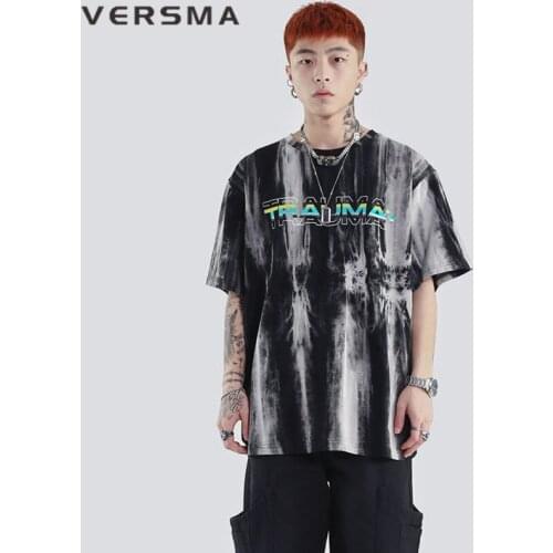 VERSMA Korean Harajuku Oversize Tye Dye T-shirt Men Women Hip Hop Streetwear Punk Rock Vintage Tie Dye T Shirt Men Dropshipping