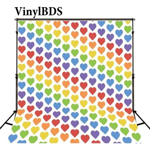 VinylBDS Children Backgrounds White Wall Backdrop Baby Color Of Heart Background For Photos