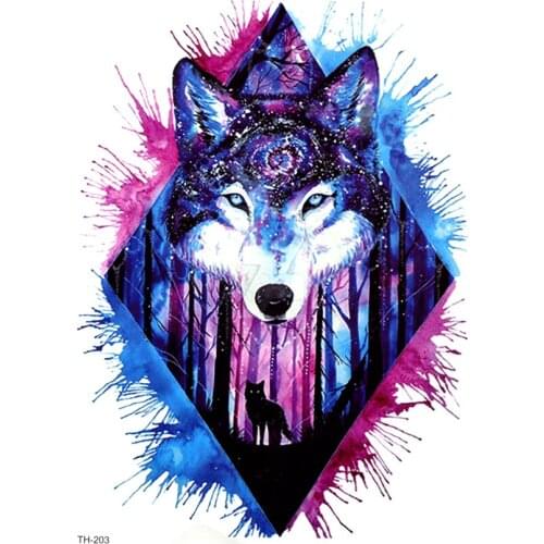 5pcs Totem Wolf Waterproof Temporary Tattoos Men God Of Forest Animals The Flash Tattoo Tatouage Temporaire Tatoo Tatoo kids