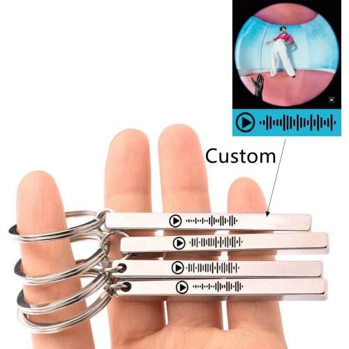 Custom Music Scan Code Keychain for Women Men Personalized Laser Engraved Song Code Keyring Christmas Jewelry Gift