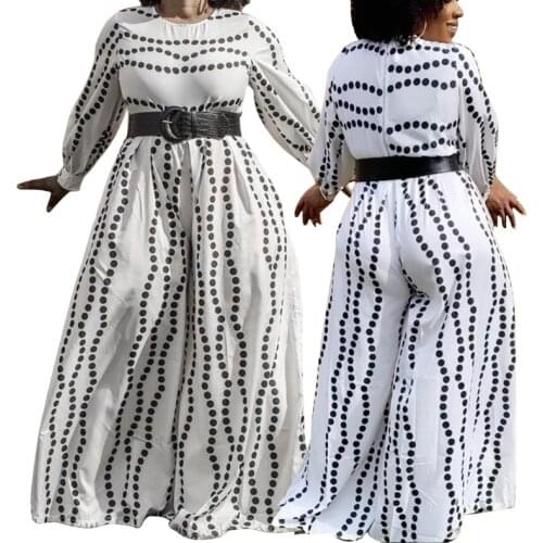 Plus Size Jumpsuits Dots Loose Flare Trouser Shirt One Piece Jumpsuit Casual Rompers Womens Jumpsuit Wholesale Dropshipping