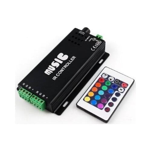 Sound Activated RGB LED Music Controller 144w 2 Ports Output for RGB Color Changing LED Strips with Remote Control
