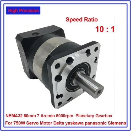 10:1 NEMA32 80mm 19mm Input Shaft Planetary Reducer Speed Ratio10 7Arcmin Gearbox Reducer for 400W 600W 750W Servo Motor CNC
