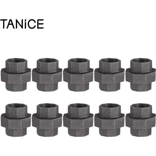 TANiCE 10Pcs Threaded Iron Pipe Fittings 3/4" Malleable Cast Iron High Quality Iron Fittings For DIY Projects Decoration