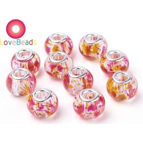 10Pcs Large Hole Round Glass Crystal Beads Fit Pandora Bracelet Women Slide Chain Charm Pendants Necklaces for Jewelry Making