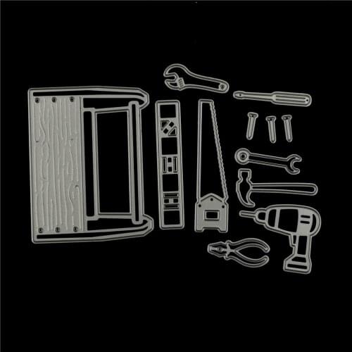 12pcs/Set Cool Man In Tool Box Metal Cutting Dies Stencils For DIY Scrapbooking Photo Album Paper Cards Decorative Craft
