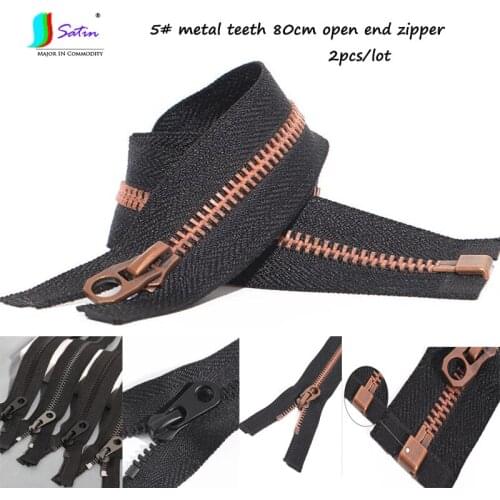 2pcs 5# Metal Color Length 80cm Open End Zipper Tent Backpack Coat Down Jacket Clothing Suitcase Decorative Accessories Zipper