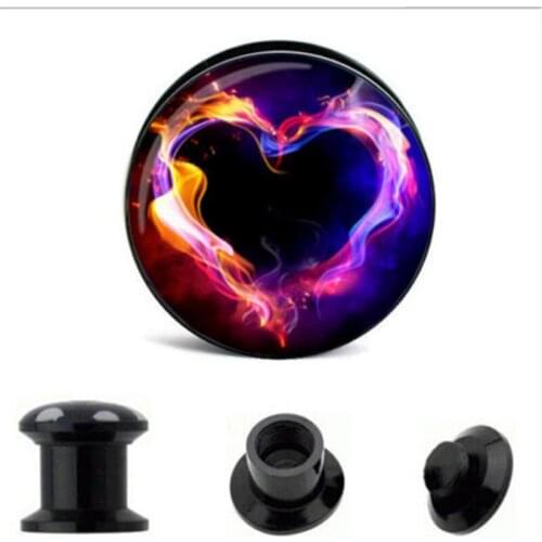 2PCS Fashion Colorful Heart Acrylic Ear Expansion Ear Plugs Women Men Body Jewelry Piercing Hot Sale Ear Expansions Jewelry Gift