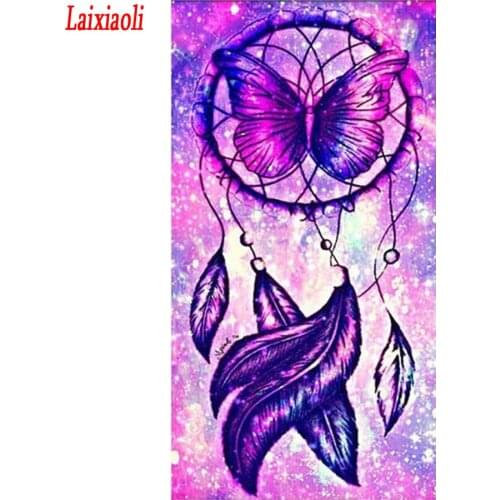 5D DIY diamond embroidery butterfly dream catcher Scenery Diamond Painting square round drill Cross stitch feather Home Decor