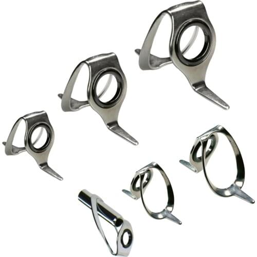 6 Pcs/Set Boat Fishing Rod Guides Tip Tops Repair Kit 10#-25# Big Jigging Sea Heavy Duty Boat Saltwater Fishing Pole Guide Tips