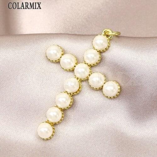 6 Pcs Bead Cross Charms jewelry Necklace pendant Mix shape jewelry women accessories Jewelry charms 8216