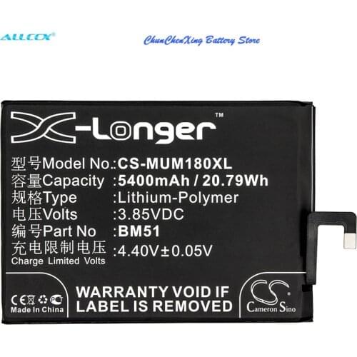 Cameron Sino 5400mAh Battery BM51 for Xiaomi M1804E4A, M1804E4C, M1804E4T, Mi Max 3, Mi Max 3 Dual SIM TD-LTE