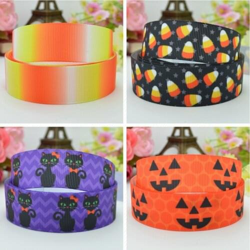 10 Yards 22mm 7/8" Halloween pumpkin Printed grosgrain ribbon hair bow Headwear DIY hair accessories retail B0929