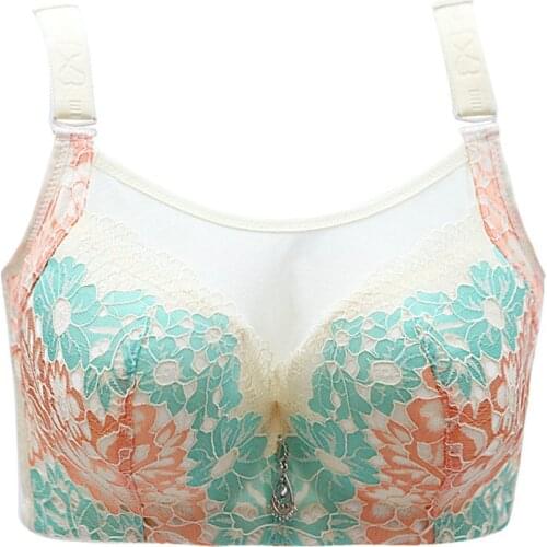 Mother Lingerie Plus Size Womens Minimizer Bra Full Coverage Underwire Sexy Lace Flowers Embroidery Female B C D E F G C3307