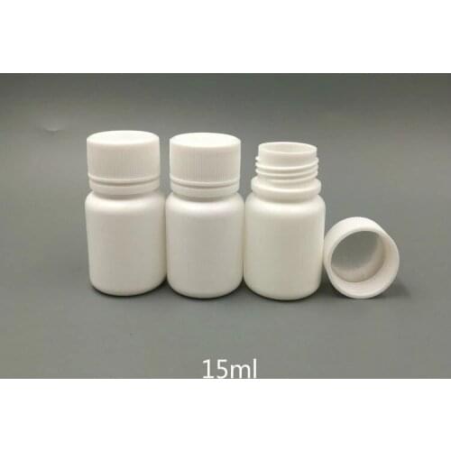 Free shipping 100pcs 15ml 15g 15cc HDPE white plastic pill bottles small plastic medicine pill bottles with screw cap & seal