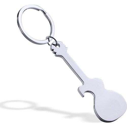 FREE shipping by FEDEX 100pcs/lot Metal Guitar Shaped Bottle Opener Keychains Zinc Alloy Guitar Keyrings for Gifts