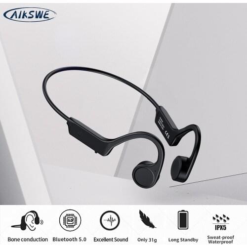 AIKSWE Bone Conduction Headphones Bluetooth Wireless Sports Earphones Waterproof Stereo Hands-Free With Mic For Running Cycling