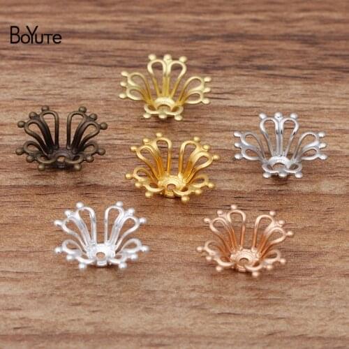 BoYuTe (100 Pieces/Lot) 17*6MM Metal Brass Filigree Flower Bead Caps Jewelry Making Diy Handmade Accessories Parts