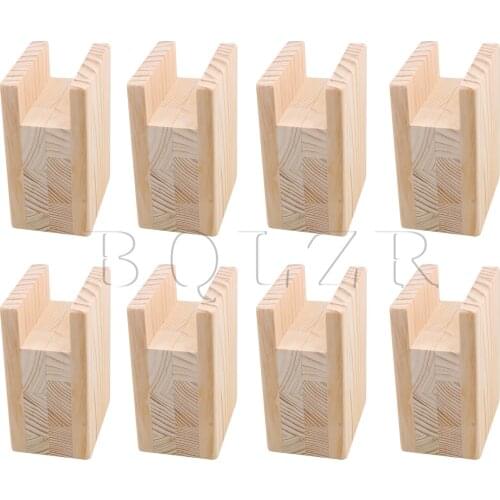 BQLZR 8Pcs Pine Wood 10x10x4cm Furniture Leg Riser Cabinet Table Feet Lifter