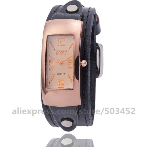 100pcs/lot CCQ 92009 Clock New Relogio Female Genuine Leather Montre Femmeh Vintage Reminiscence Siamese Zegarek Damski