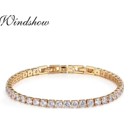 Cluster Round CZ Tennis Chain Gold Color Bracelet & Bangles For Women Girls Gift Jewelry Braceletes pulseras bracciali donna