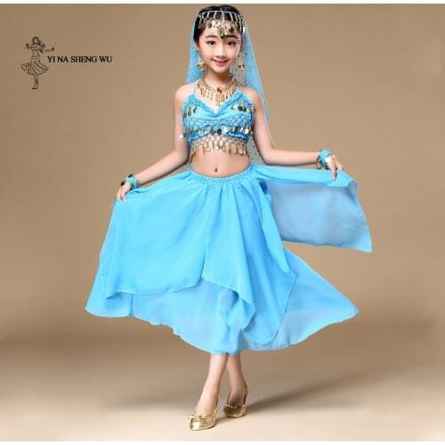 Belly Dance Clothes Oriental Dance Children Belly Dancing Sets Kids Bollywood India Dance Practice Performance Costumes 6pcs/set