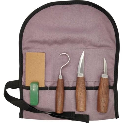 Walnut Carving Knife 5pcs Kit Round Handle Wood Cutting Tool Wooden Scraper Spoon Cutter Woodworking Carving Tool Set