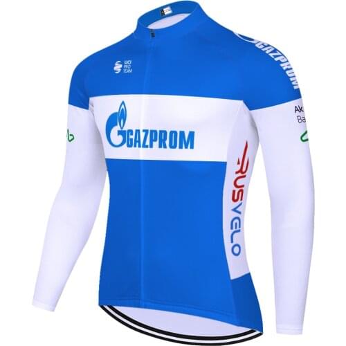 2021 gazprom team cycling jersey summer spring quick dry long sleeve maglia ciclismo uomo men mallot ciclismo hombre
